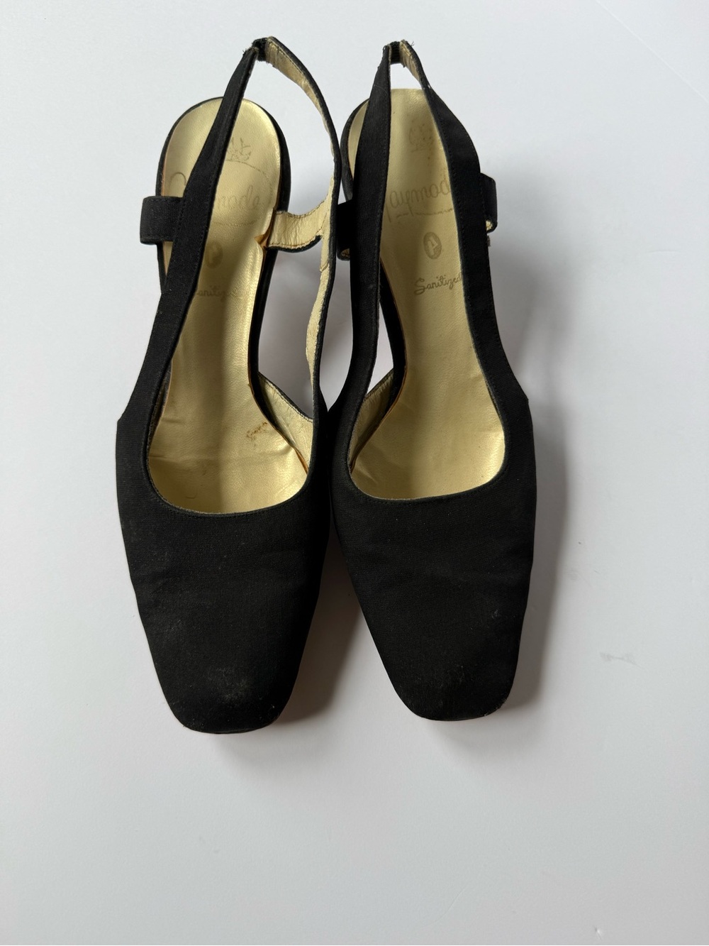 Vintage 1950s Gaymode Black Leather Slingback Dancing Shoes